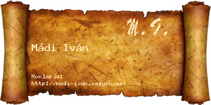 Mádi Iván névjegykártya